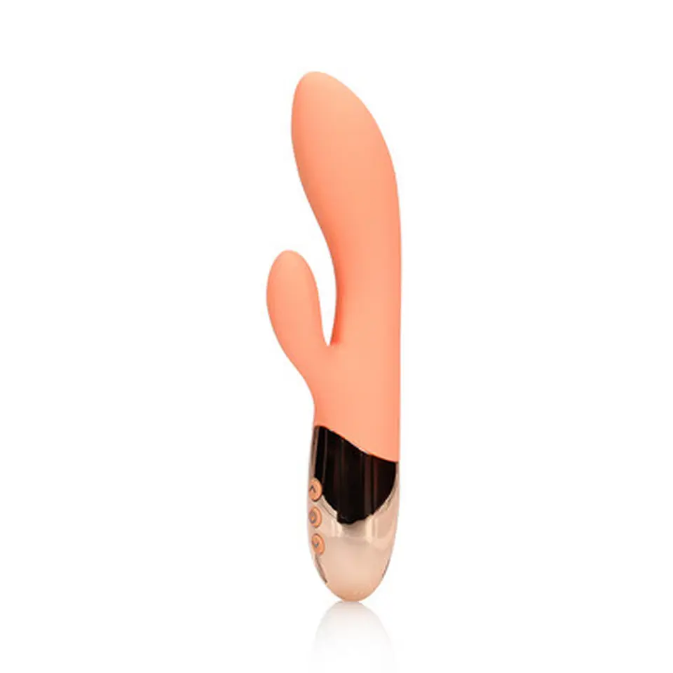 Vibrador Rabbit Ultra Soft Silicone Rabbit Ceramic Peach Loveline 1