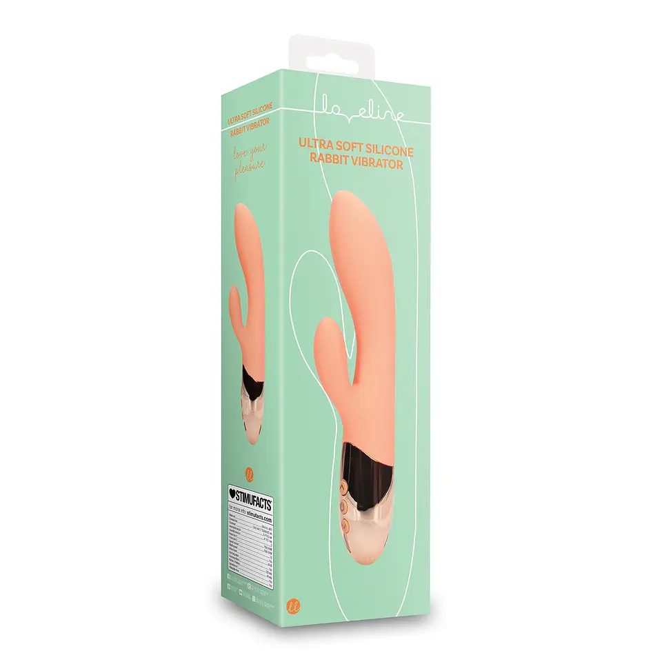 Vibrador Rabbit Ultra Soft Silicone Rabbit Ceramic Peach Loveline 2
