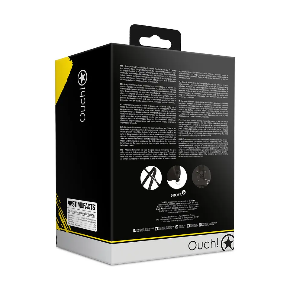 Restrição de Braços Lace-Up Full Sleeve Preto Xtreme Ouch! 3