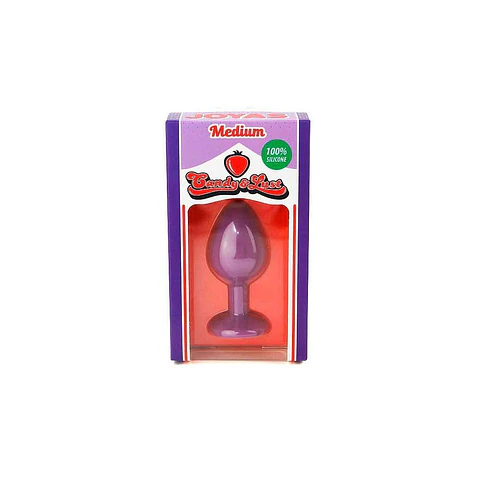 Plug Anal de Silicone com Joia Roxo Candy Lust