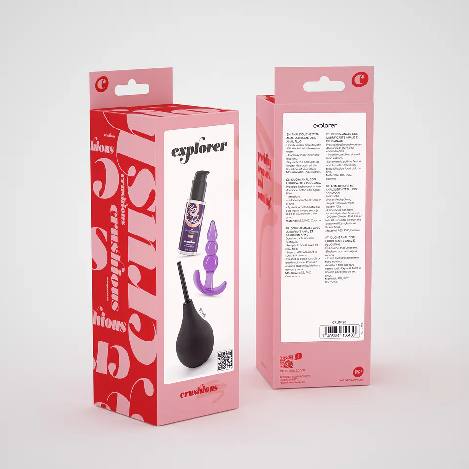 Explorer Duche Anal 90ml com Lubrificante Anal 50ml e Plug the Plunger Crushious 2