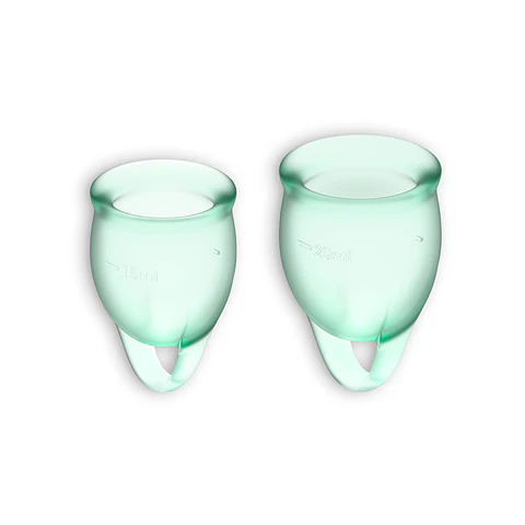 Conjunto de 2 Copos Menstruais Feel Confident Satisfyer Verde Claro