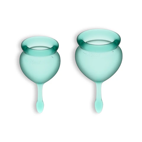 Conjunto de 2 Copos Menstruais Feel Good Satisfyer Verde Escuro