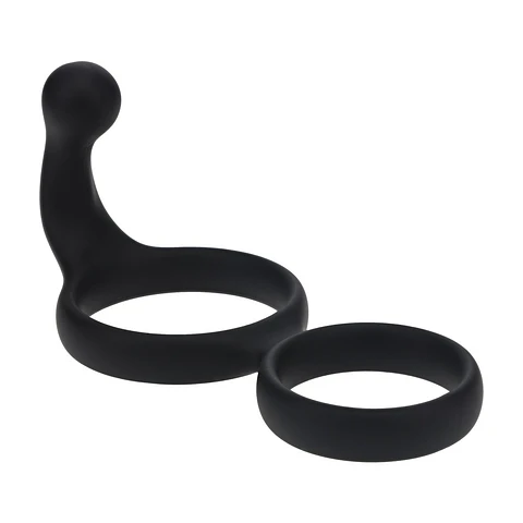 Anel Duplo de Silicone com Estimulador de Períneo Preto Levelz