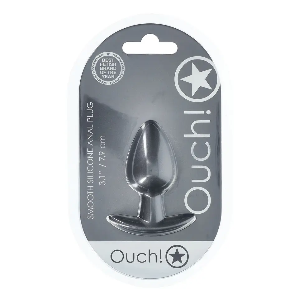 Plug Anal Smooth Silicone Medium 3,1 /7,9 CM Gun Metal Ouch! 2