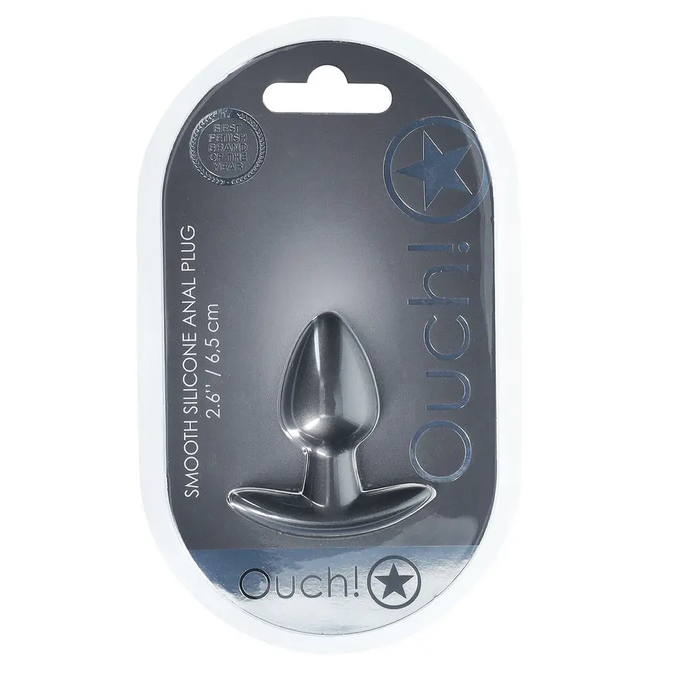 Plug Anal Smooth Silicone Small 2.6 /6,5 CM Gun Metal Ouch! 2