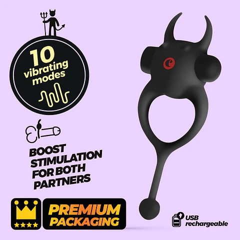 Daemon Anel para o Pénis com Bala Recarregável Preto Crushious