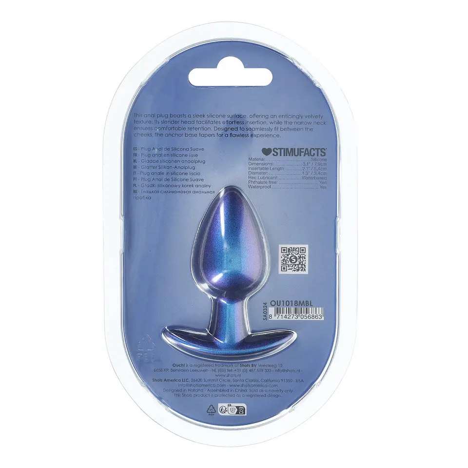 Plug Anal Smooth Silicone Medium 3,1 /7,9 CM Metallic Ouch! 5