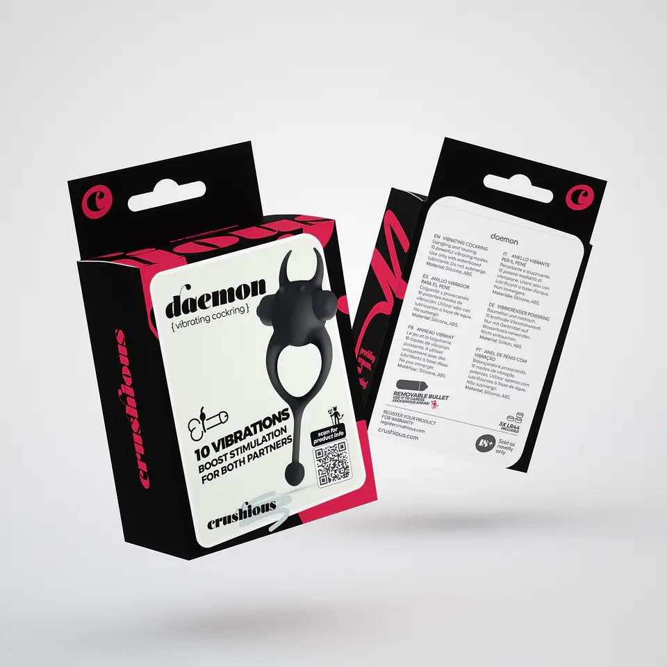 Daemon Anel para o Pénis com Bala Recarregável Preto Crushious 6