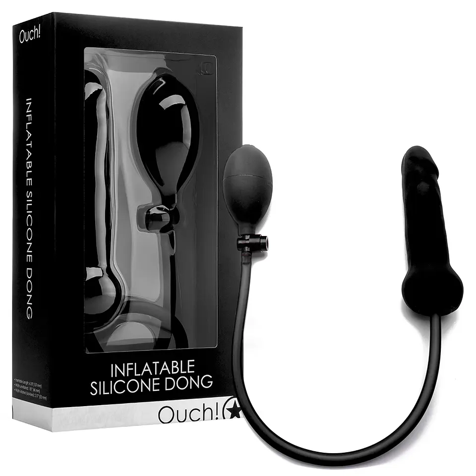 Dildo Insuflável Dong de Silicone Ouch! Preto 2