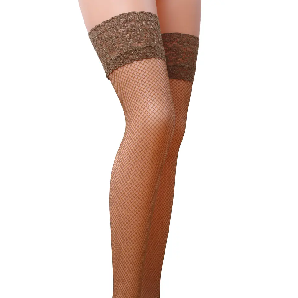 Meias de Ligas Bege (Fishnet) Passion 1