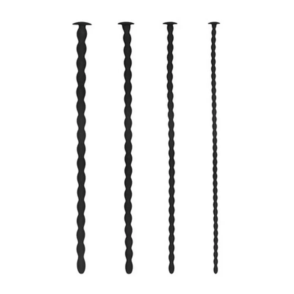 Conjunto de Sondas de Uretra Silicone Spiral Screw Plug Set Advanced Preto Ouch! 1