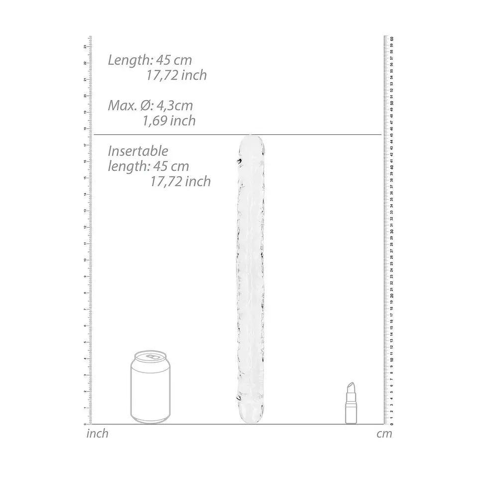Dildo Duplo Crystal Clear 18 /45 CM Transparente Realrock 5