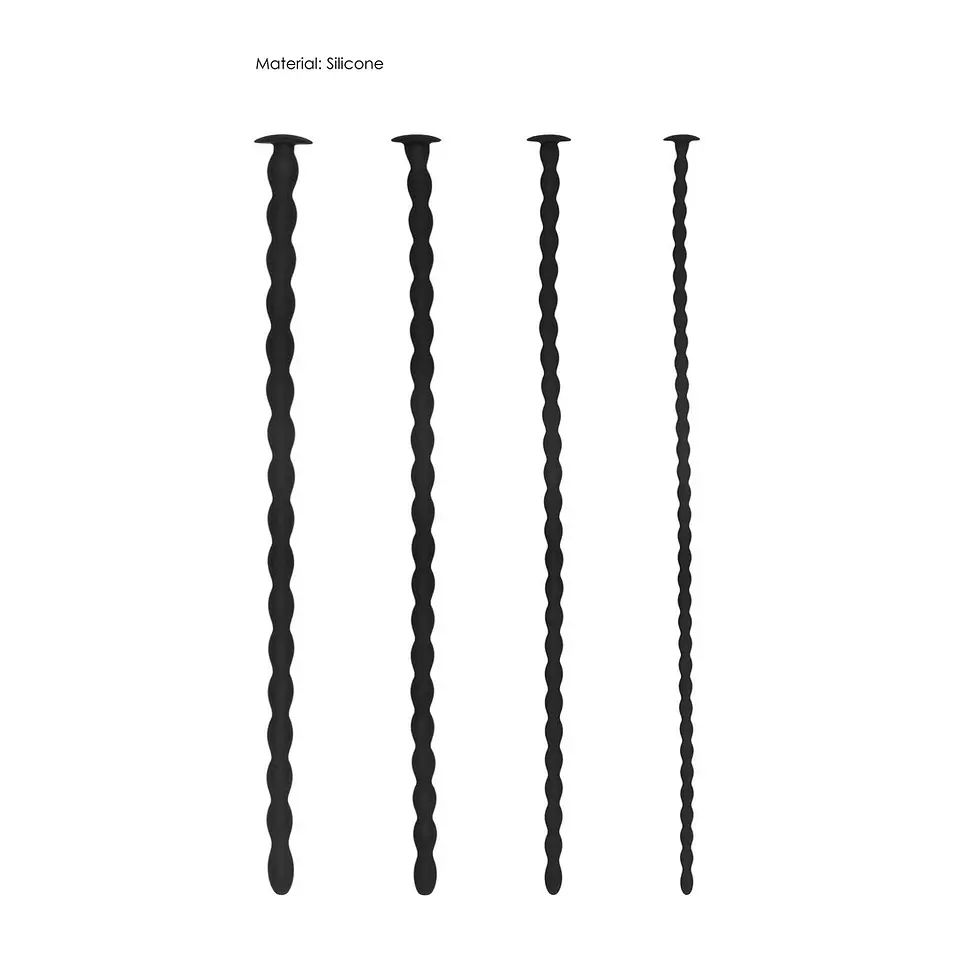 Conjunto de Sondas de Uretra Silicone Spiral Screw Plug Set Advanced Preto Ouch! 6