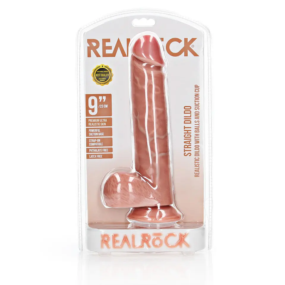 Dildo Realista com Testículos Straight 9 /23 CM Flesh Realrock 2