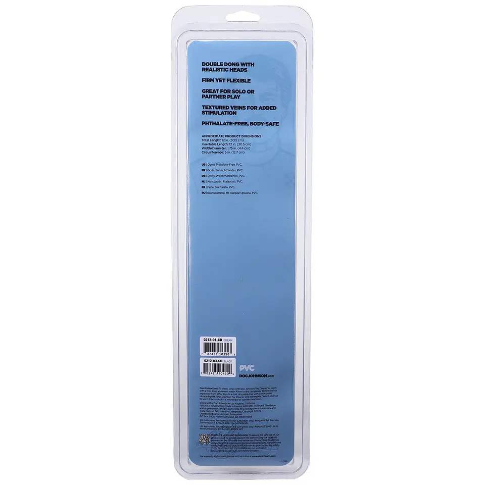 Dildo Duplo Jr. Veined Double Header 12'' Preto Doc Johnson 4