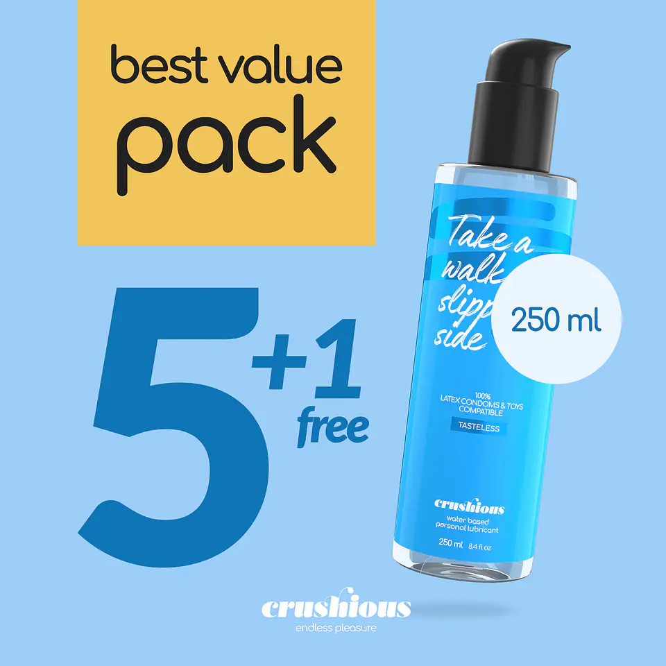 Pack de 5 Lubrificantes à Base de Água 250 ML Crushious + 1 Grátis 1