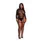 Body com Cinto de Ligas em Couro Preto/Dourado Brilhante Tamanho Queen Le Désir - Thumbnail 1