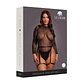 Body com Cinto de Ligas em Couro Preto/Dourado Brilhante Tamanho Queen Le Désir - Thumbnail 2