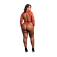 Body com Cinto de Ligas em Couro Vermelho/Dourado Brilhante Tamanho Queen Le Désir - Thumbnail 4