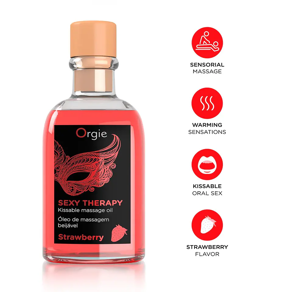 Kit de Massagem Beijável Sexy Therapy Morango Orgie 100ml 1