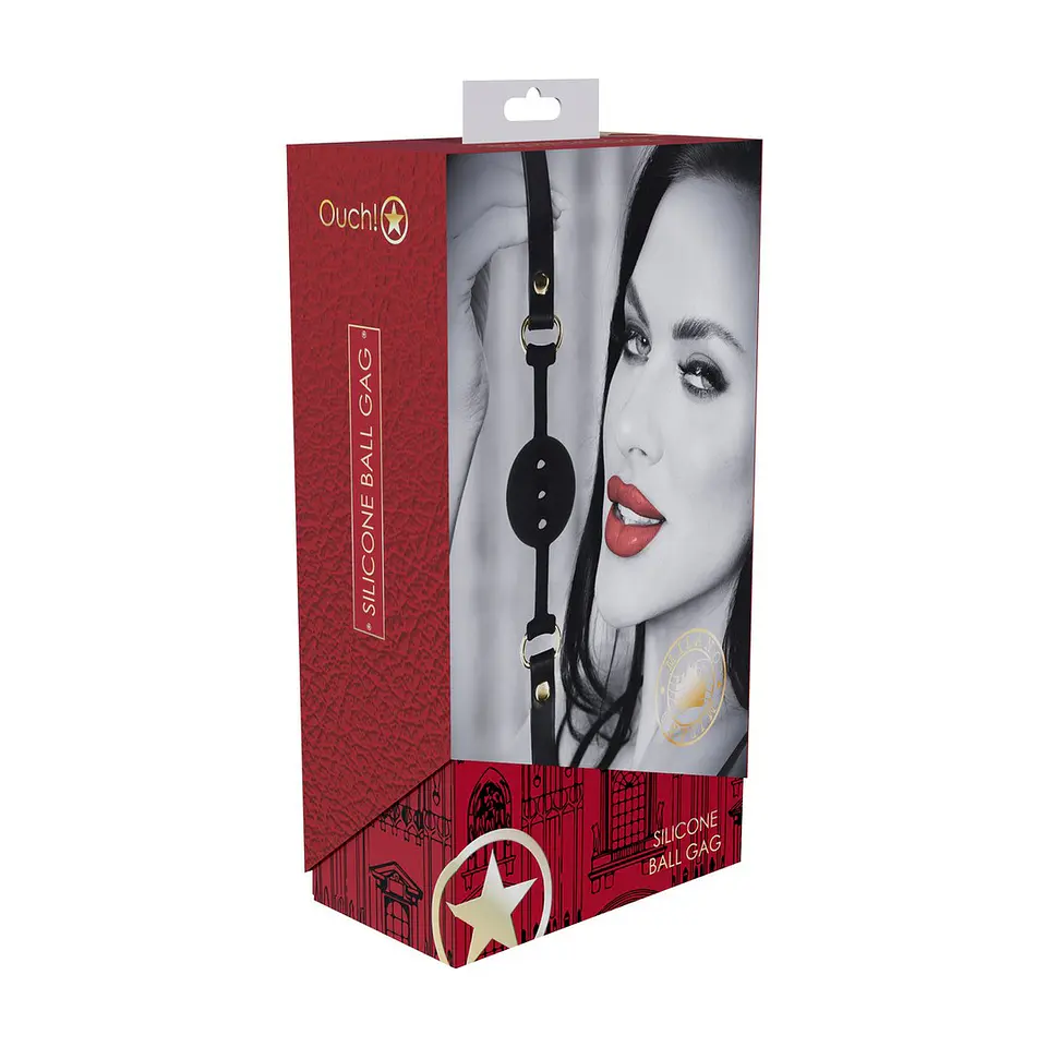 Mordaça de Silicone Respirável Milan Collection Preto/Vermelho Ouch! 2