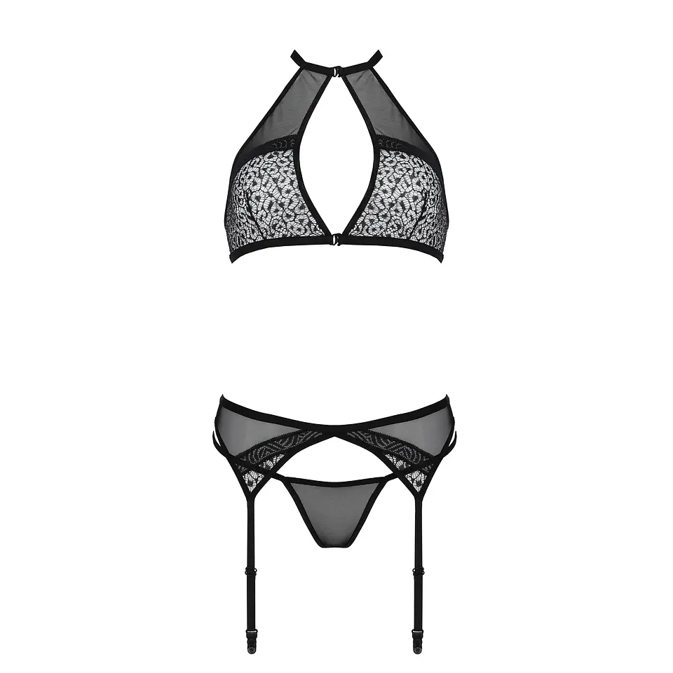 Conjunto de 3 Peças Satara Preto Erotic Line Passion 3