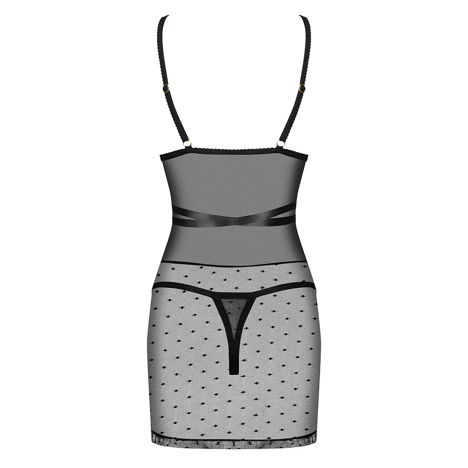 Camisa de Noite e Tanga Bowessa Obsessive Preta 4