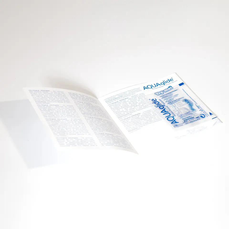 Folheto Informativo com Saqueta de Lubrificante Aquaglide Neutro 3 ML 3