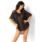 Camisa de Noite e Tanga Poppy Preto Beauty Night Fashion - Thumbnail 2
