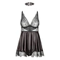 Camisa de Noite e Tanga Eve Preto Beauty Night Fashion - Thumbnail 2
