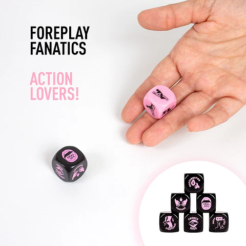 Conjunto 2 Dados Foreplay Fanatics! Dice Lovers! Secret Play