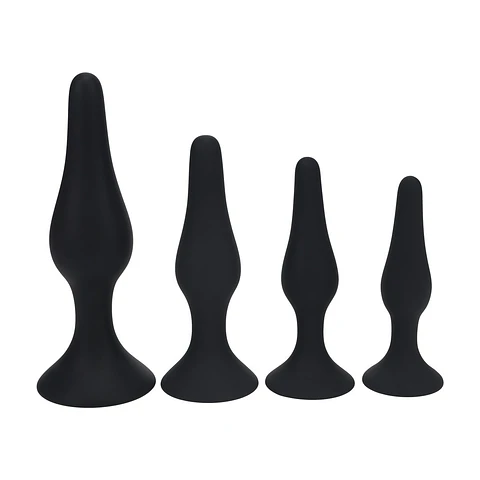 Conjunto de 4 Plugs Anais em Silicone Slim S/M/L/Xl Preto Levelz