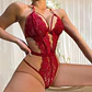 Body em Renda Cut-Out Tie-Up Open Back Wine Red de Namour - Thumbnail 4