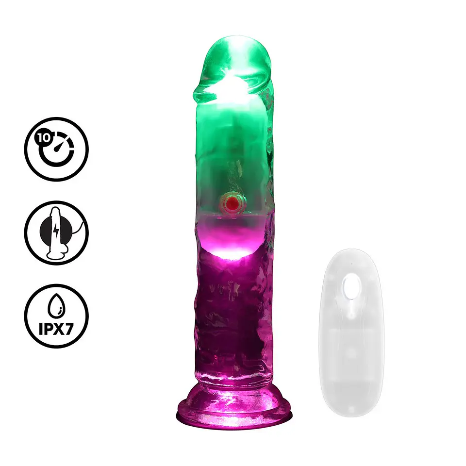 Vibrador com LED e Comando LED Vibrating Straight Cock 6 /15 CM Realrock 1