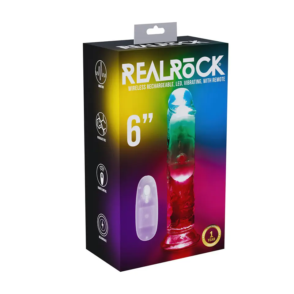 Vibrador com LED e Comando LED Vibrating Straight Cock 6 /15 CM Realrock 2