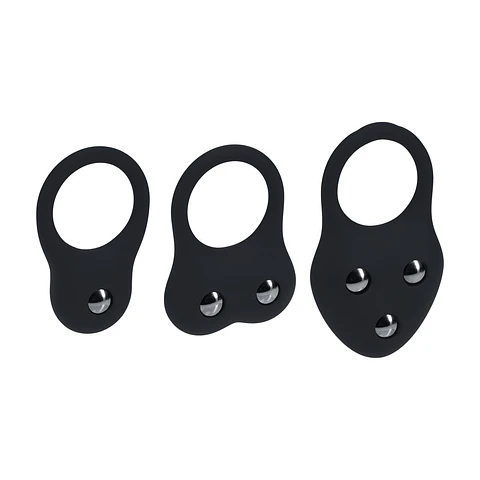 Conjunto de 3 Anéis em Silicone para o Pénis com Pesos S/M/L Preto Levelz