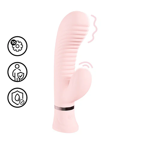 Vibrador Mystique Ribbed Rabbit Rosa Loveline