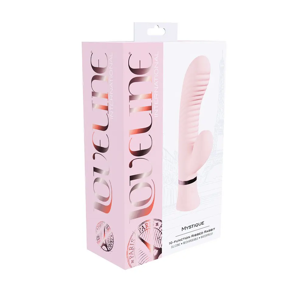 Vibrador Mystique Ribbed Rabbit Rosa Loveline 2