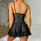 Camisa de Noite e Tanga Lace and Mesh Preto de Namour - Thumbnail 3