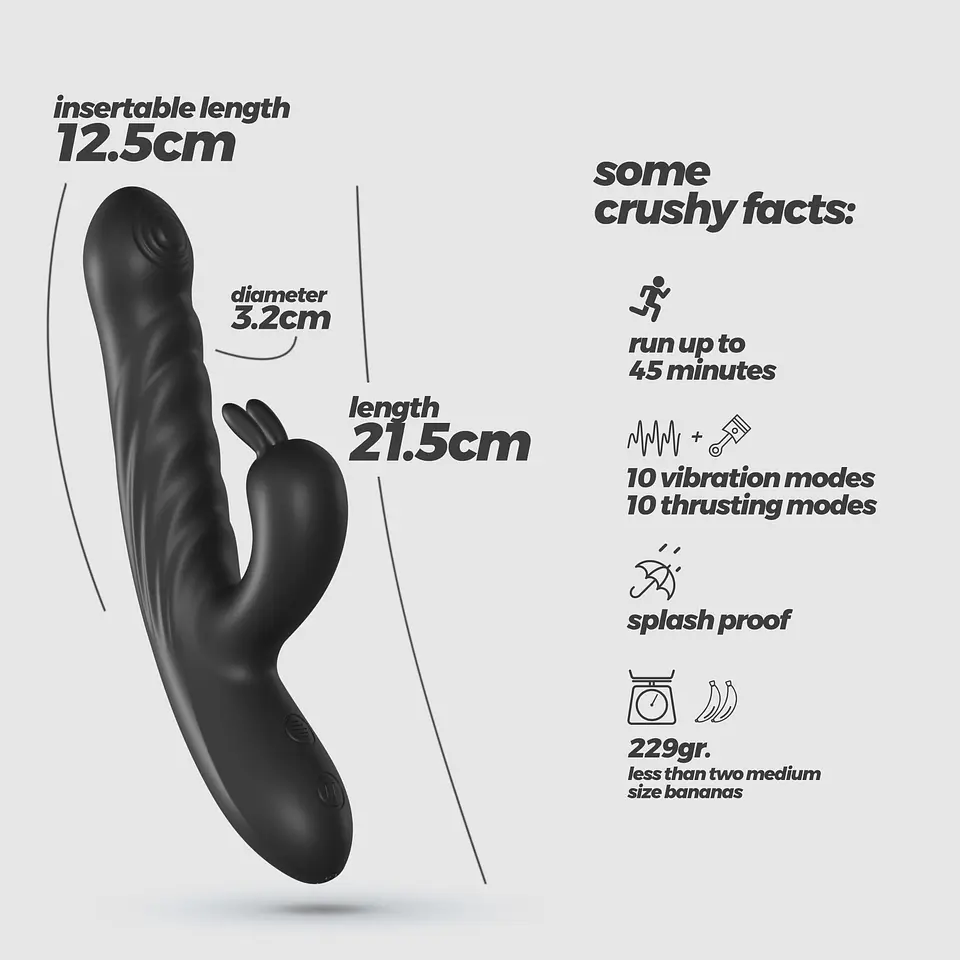 Lapin Vibrador Recarregável Rabbit com Impulso Crushious 4
