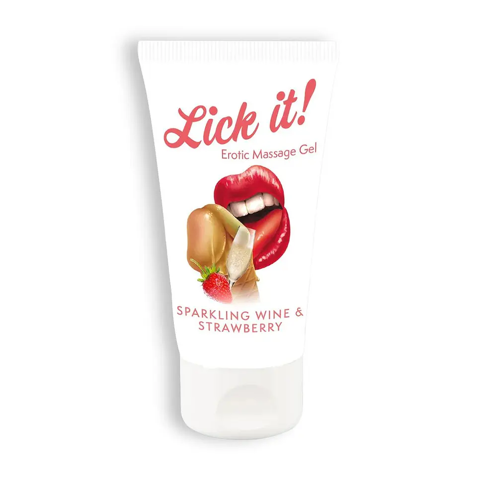 Lubrificante Beijável Lick-It Morango e Champanhe 50ml Orion 1