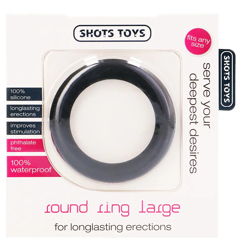 Anel para o Pénis Round Ring Large Preto Shots Toys 2