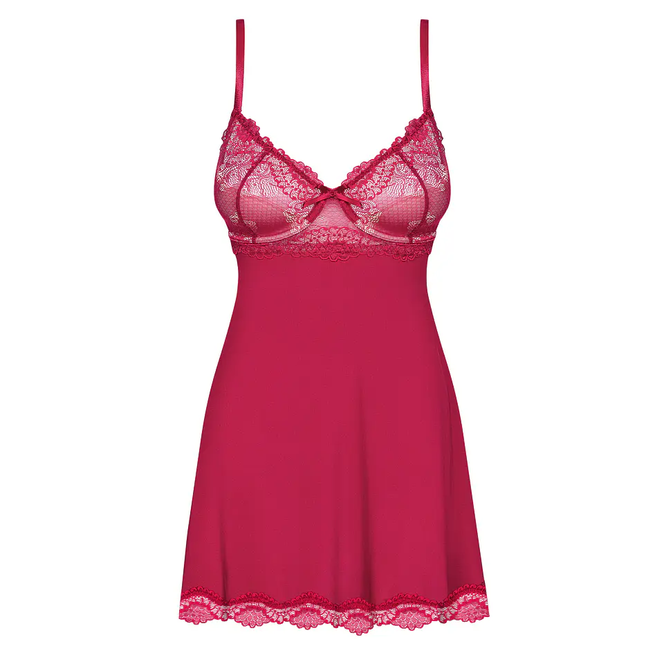 Camisa de Noite e Tanga Rosalyne Obsessive Bordô 4