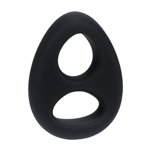 Anel Duplo para o Pénis e Testículos em Silicone Líquido Preto Levelz