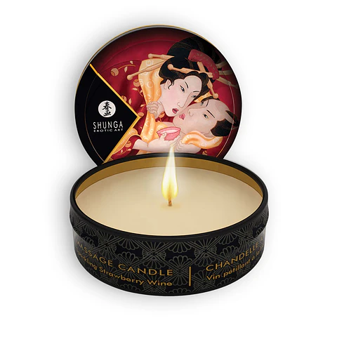 Vela de Massagem Afrodisíaca Shunga Champanhe e Morango 30ml Shunga Erotic Art