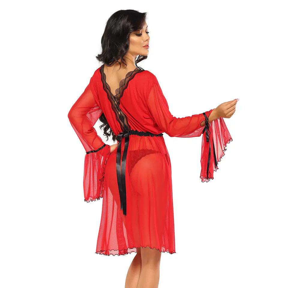 Camisa de Noite e Tanga Valentina Vermelho Beauty Night Fashion 2