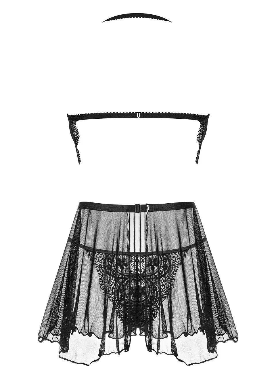Camisa de Noite e Tanga Dark Mirage Preta Beauty Night Fashion 4