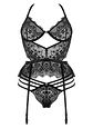 Corpete e Tanga Lace Temptation Preto Beauty Night Fashion - Thumbnail 6