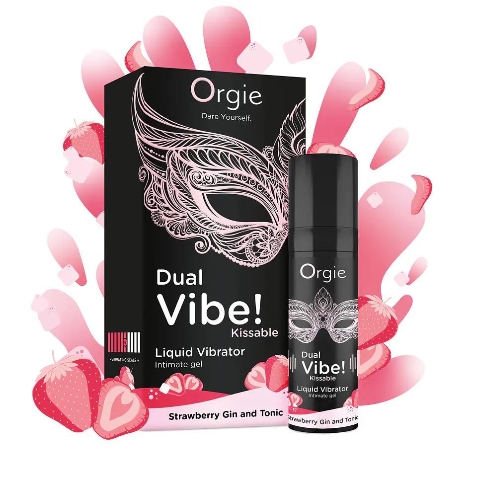 Vibrador Líquido com Sabor a Gin Tónico de Morango Dual Vibe 15ml Orgie 1